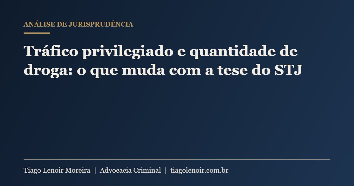 Capa do artigo: Tráfico privilegiado e quantidade de droga: o que muda com a tese do STJ